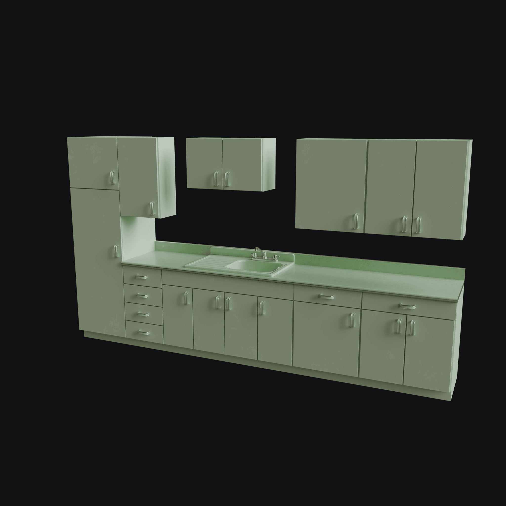 1950s Kitchen Pack, free Blender 3D model render
