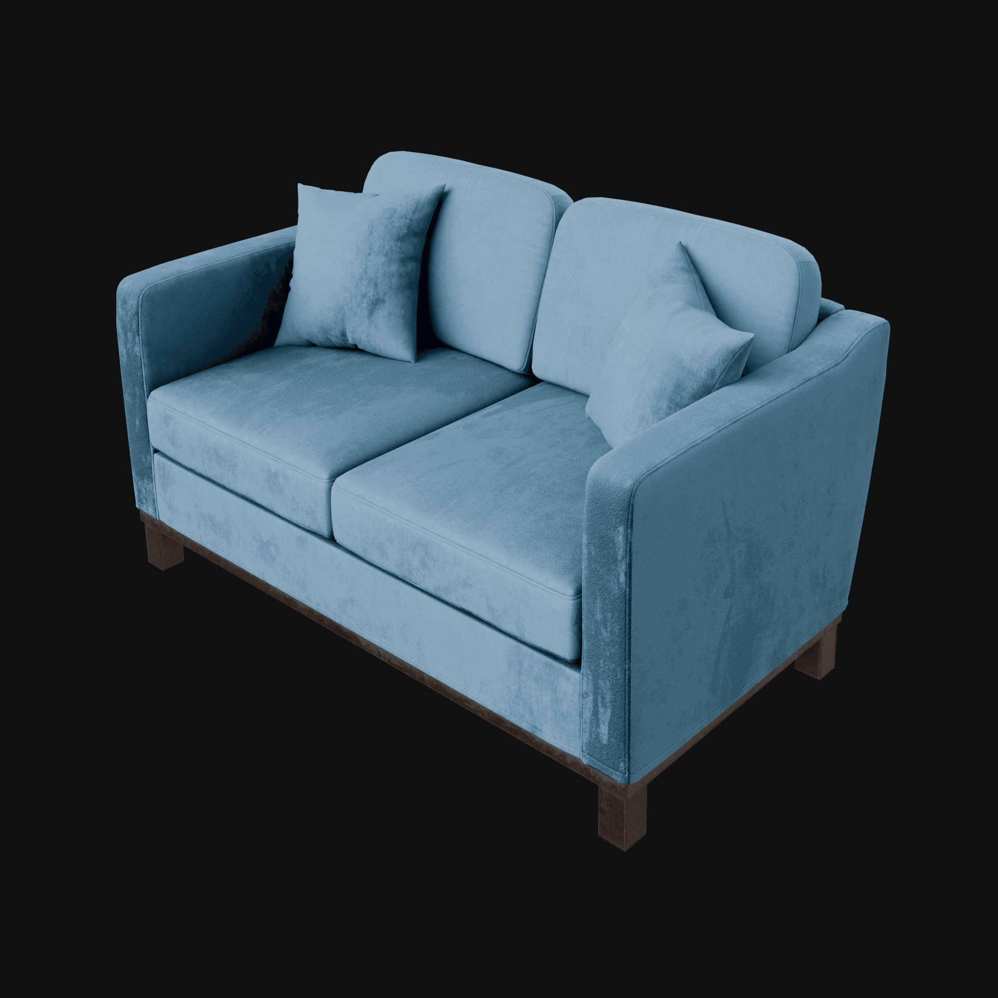 Upholstered Wood Base Loveseat, free Blender 3D model render