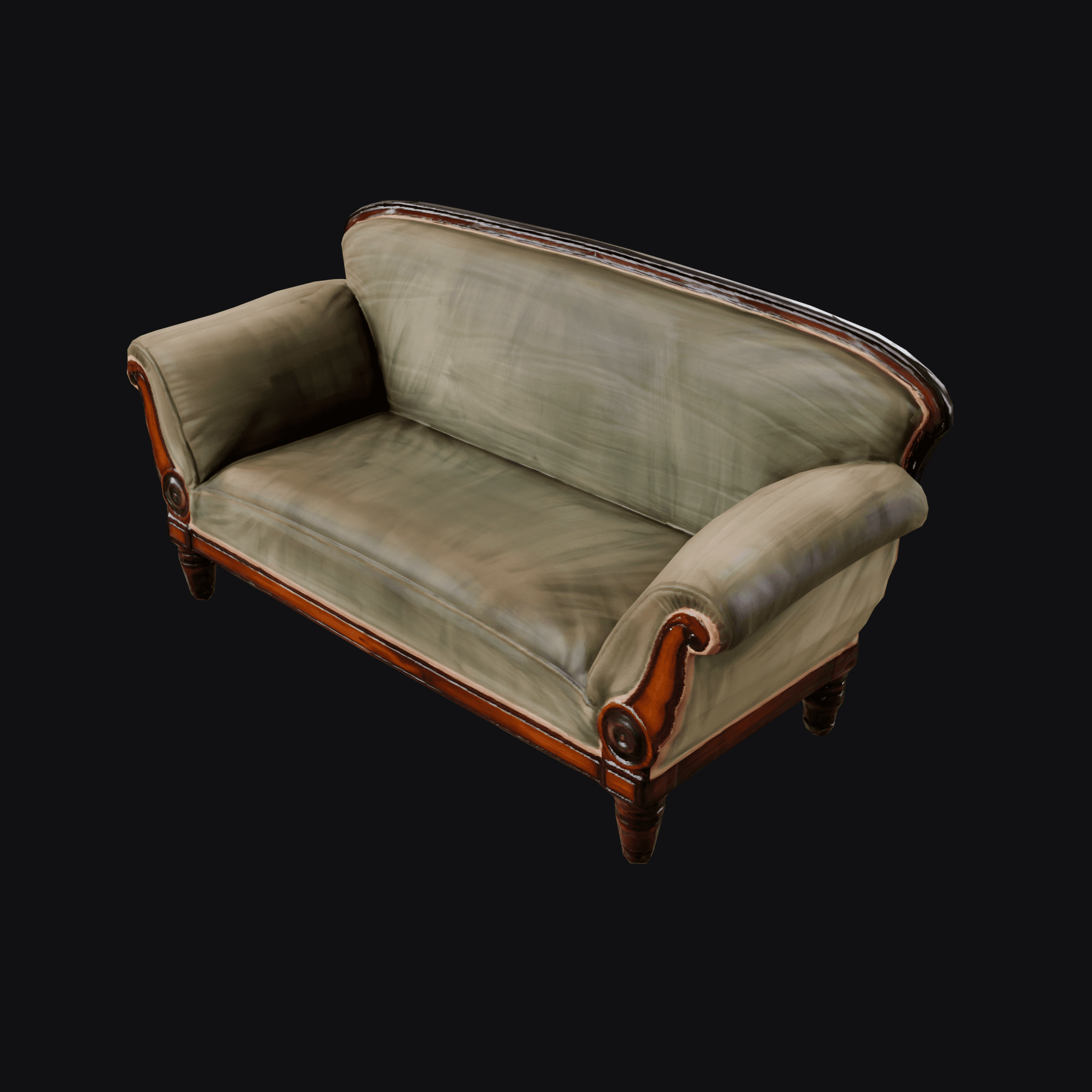 Vintage Velvet Sofa, free Blender 3D model render