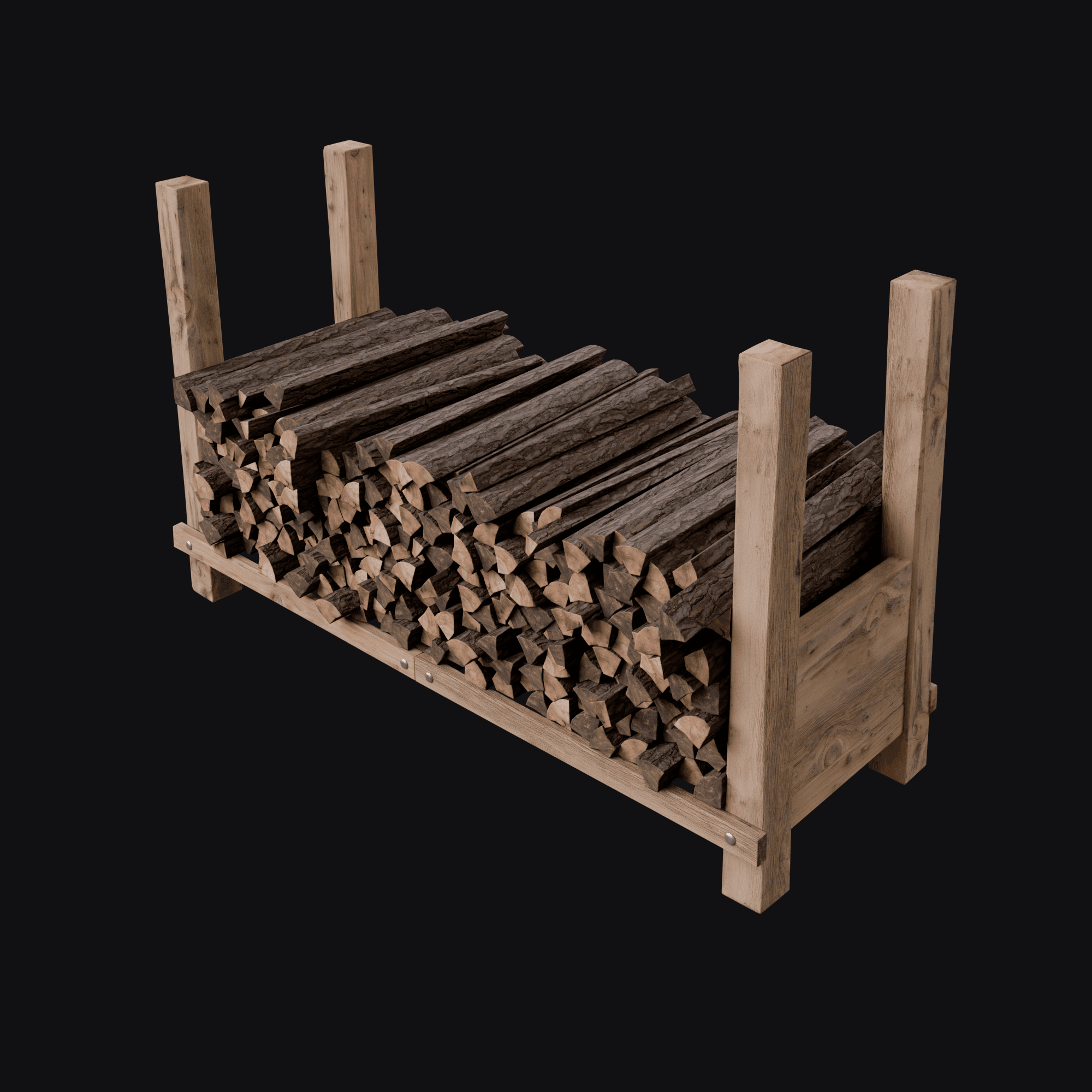 Wood Pile, free Blender 3D model render
