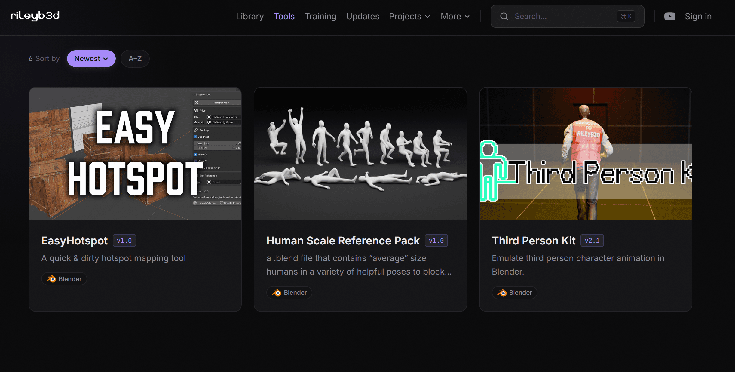 rileyb3d.com screenshot