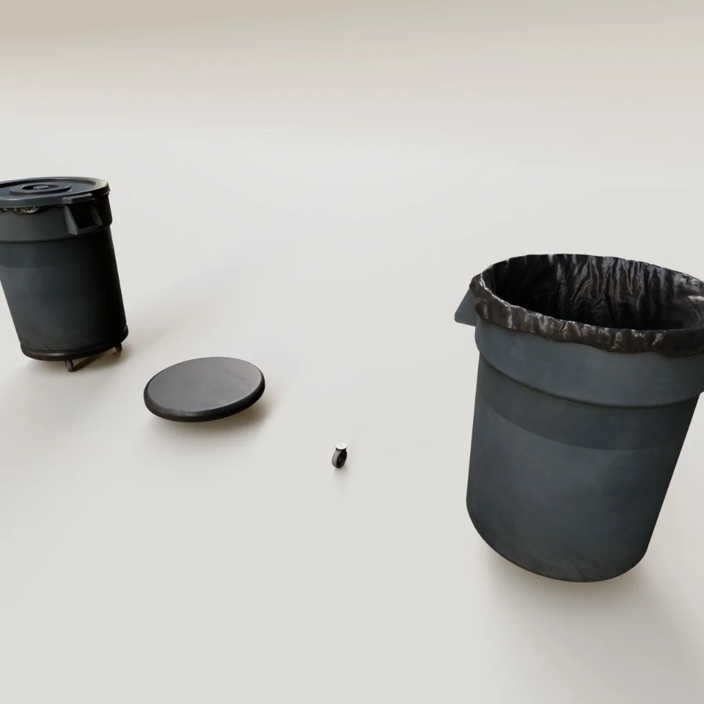 Plastic trash bin with lid and wheels