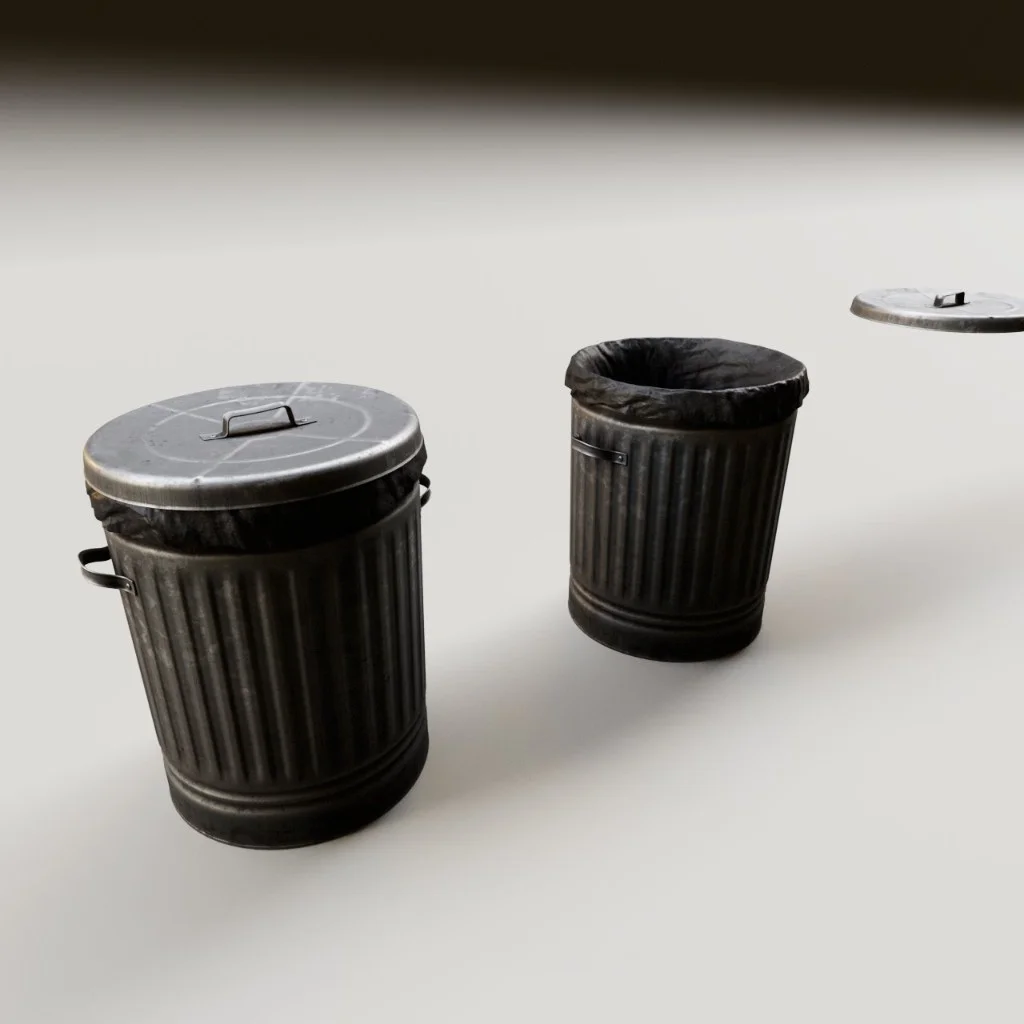 Metal trash cans with lids