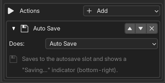 Auto Save action, which has no fields.