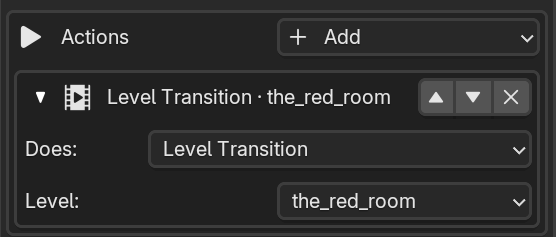 Level Transition action with a Level picker.