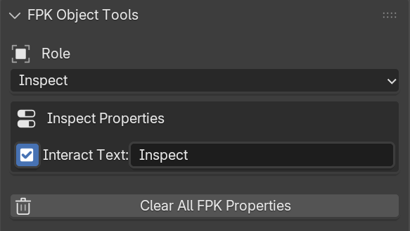 Inspect role with an Interact Text property defaulting to Inspect.